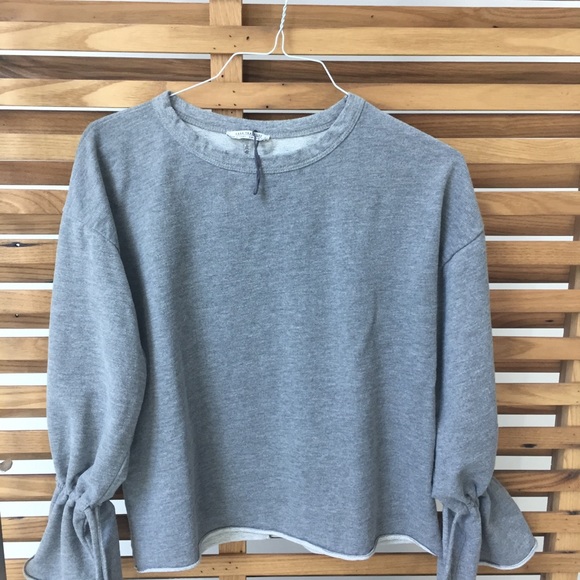 ZARA Sweatshirt w/ Tie Sleeves, Grey, S - Picture 5 of 8